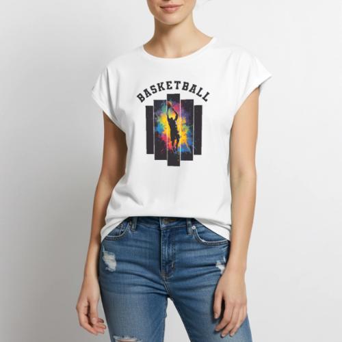 Basketball Slam Dunk Splash Design - Women's Premium Roll Up Sleeve T-Shirt
