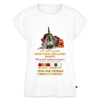 Army 1st Bn 32nd FAR Hanau Germany MGM 52 Lance CO - Women's Premium Roll Up Sleeve T-Shirt - white - Front - AI Model Female 180 light (180cm)