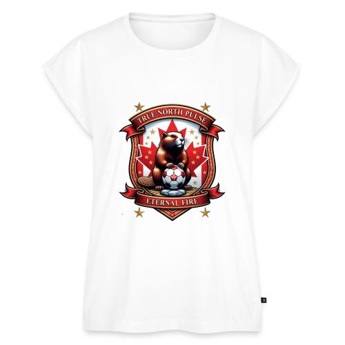 Canada Beaver Crest T-Shirt, Pride Badge Gift - Women's Premium Roll Up Sleeve T-Shirt