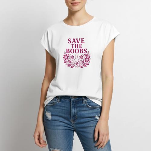 Save the boobs floral - Women's Premium Roll Up Sleeve T-Shirt