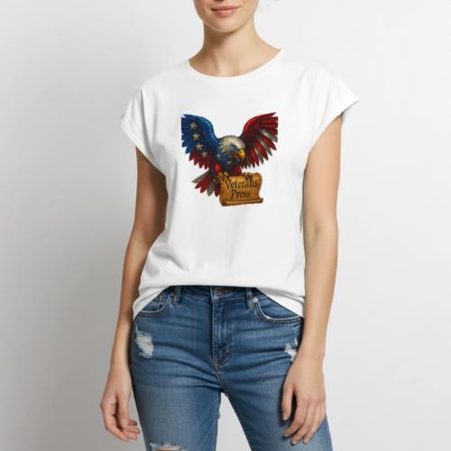 Veterans Press Bald Eagle - Women's Premium Roll Up Sleeve T-Shirt