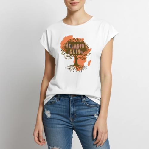 Melanin Skin - Women's Premium Roll Up Sleeve T-Shirt