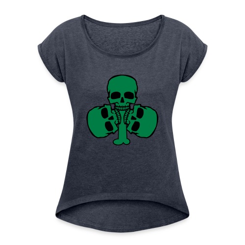 Skull Shamrock w/ Teeth - Women's Roll Cuff T-Shirt
