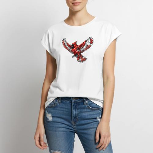 Cardinal in Flight - Women's Premium Roll Up Sleeve T-Shirt