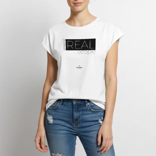 Real in black - Women's Premium Roll Up Sleeve T-Shirt