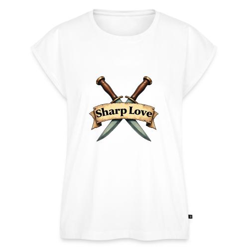 Sharp Love Crossed Knives Romantic Art - Women's Premium Roll Up Sleeve T-Shirt