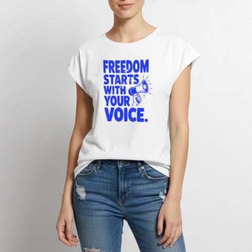 Freedom Starts With Your Voice Vintage - Women's Premium Roll Up Sleeve T-Shirt