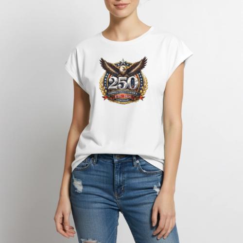 American Eagle USA 250th Anniversary 1776–2026 - Women's Premium Roll Up Sleeve T-Shirt