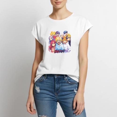 Thrill Rush Anime Squad Streetwear - Women's Premium Roll Up Sleeve T-Shirt