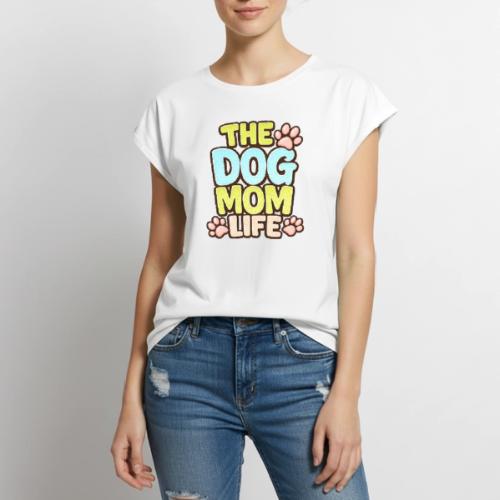 The Dog Mom Life Retro Vintage Dog Lover - Women's Premium Roll Up Sleeve T-Shirt
