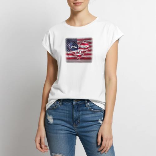 1776-2026 | 250 Years USA - Women's Premium Roll Up Sleeve T-Shirt