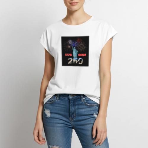 1776 - 2026 - 250 Years USA | Fireworks - Women's Premium Roll Up Sleeve T-Shirt