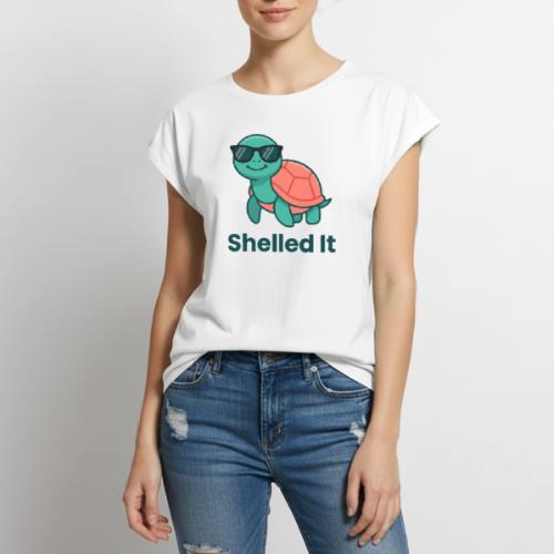 Funny Turtle Sunglasses Shelled It Cute Gift - Women's Premium Roll Up Sleeve T-Shirt
