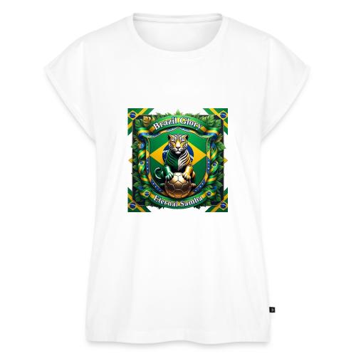 Brazil Jaguar Glory T-Shirt, Flag Pride Badge Gift - Women's Premium Roll Up Sleeve T-Shirt
