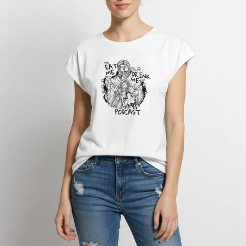 Eat Me Drink Me Podcast revamped logo - Women's Premium Roll Up Sleeve T-Shirt