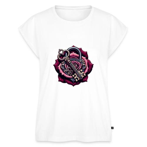 You Hold the Key to My Heart Rose Lock T-Shirt - Women's Premium Roll Up Sleeve T-Shirt