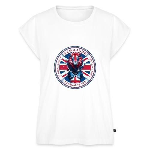 England Lion Emblem T Shirt, Flag Pride Gift - Women's Premium Roll Up Sleeve T-Shirt