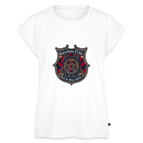 Barcelona Scarlet Pride T Shirt, Soccer City Gift - Women's Premium Roll Up Sleeve T-Shirt
