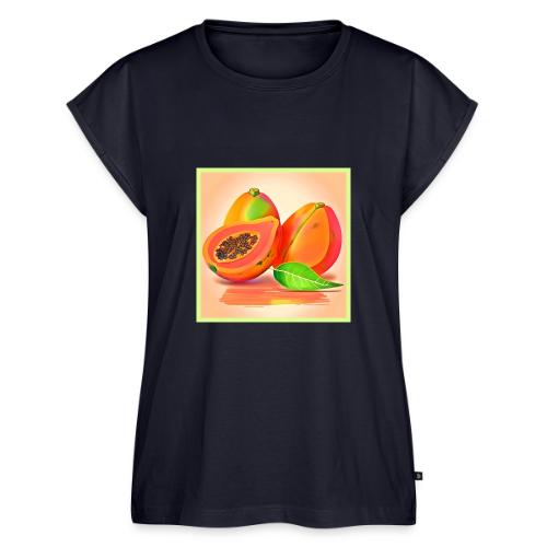 Sliced Papaya Freshness - Women's Premium Roll Up Sleeve T-Shirt