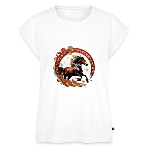 Year of the Horse Fiery Spirit T Shirt, Lunar New - Women's Premium Roll Up Sleeve T-Shirt
