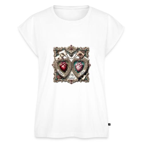 Keeper of My Deepest Love Victorian Locket T-Shirt - Women's Premium Roll Up Sleeve T-Shirt