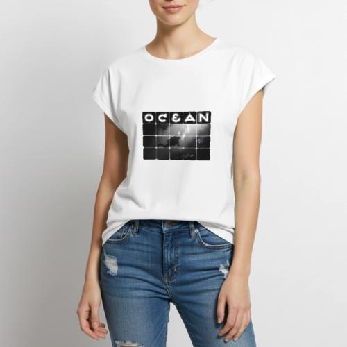 Ocean: Monochrome descent of a scuba diver - Women's Premium Roll Up Sleeve T-Shirt