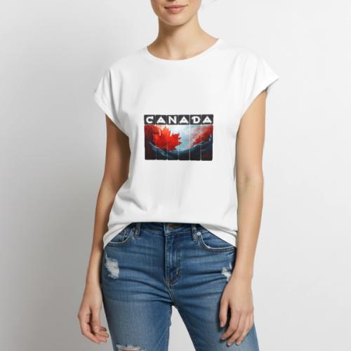 Canada Icon in Color - Women's Premium Roll Up Sleeve T-Shirt