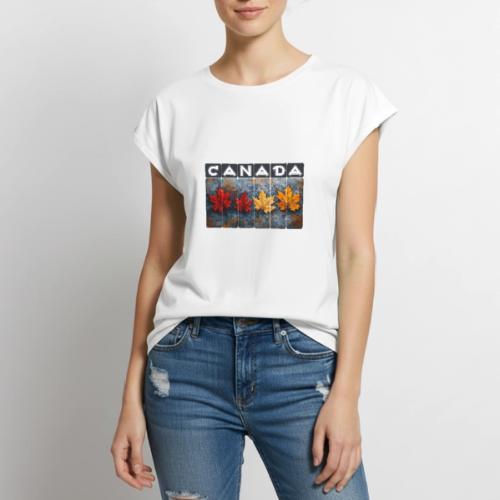 Colorful Canada Style - Women's Premium Roll Up Sleeve T-Shirt