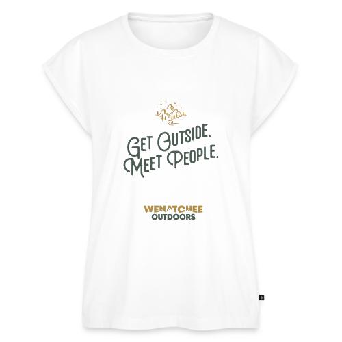 Get Outside. Meet People. Two Tone. - Women's Premium Roll Up Sleeve T-Shirt