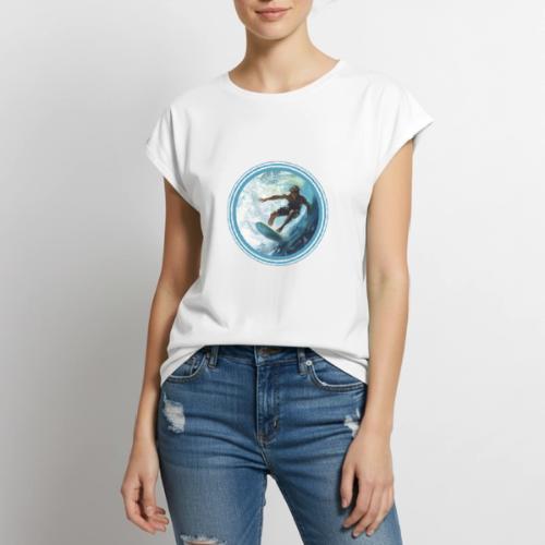 Surfing Freedom - Women's Premium Roll Up Sleeve T-Shirt