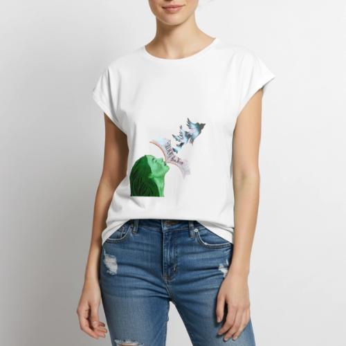 Full Heart Free Voice Cover Art Cut Out - Women's Premium Roll Up Sleeve T-Shirt