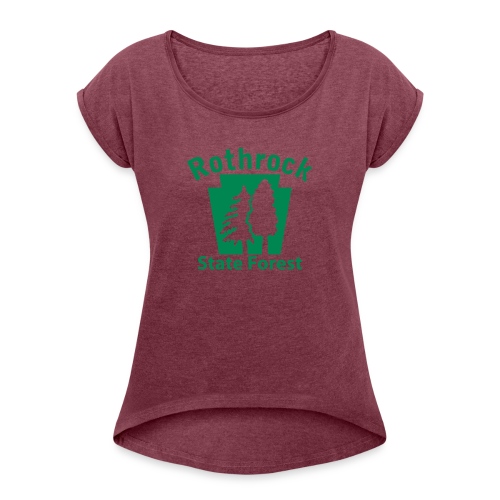 Rothrock State Forest Keystone (w/trees) - Women's Roll Cuff T-Shirt