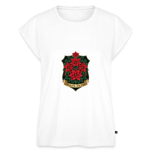 Poinsettia Crest T-Shirt - Women's Premium Roll Up Sleeve T-Shirt