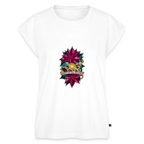 Queen of the Solstice Poinsettia T-Shirt - Women's Premium Roll Up Sleeve T-Shirt
