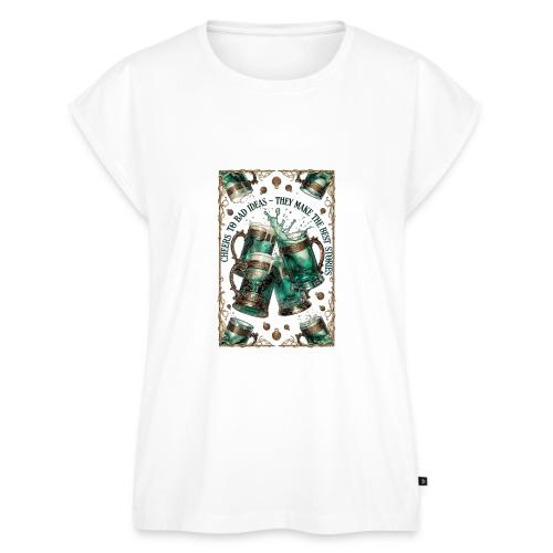 Cheers to Bad Ideas Tankards Graphic Tee - Women's Premium Roll Up Sleeve T-Shirt