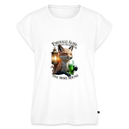 Emerald Alibi Fox Graphic Tee - Women's Premium Roll Up Sleeve T-Shirt