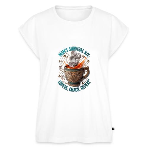Mom's Survival Kit Tee | Coffee Chaos - Women's Premium Roll Up Sleeve T-Shirt