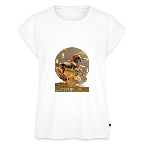 Year of the Horse Abundance T Shirt, Lunar NY Gift - Women's Premium Roll Up Sleeve T-Shirt