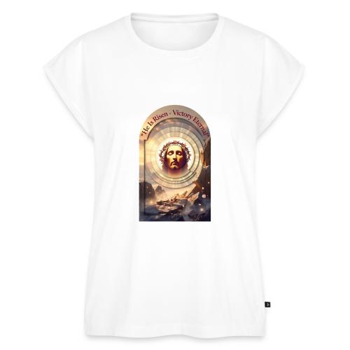 Easter He Is Risen Sacred Face T Shirt, wife Gift - Women's Premium Roll Up Sleeve T-Shirt