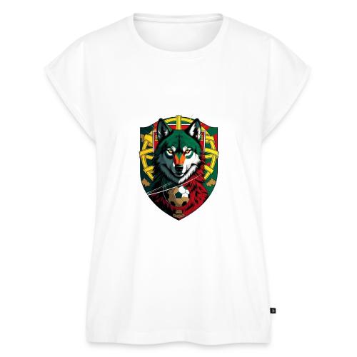 Portugal Iberian Wolf Soccer T Shirt,Football Gift - Women's Premium Roll Up Sleeve T-Shirt