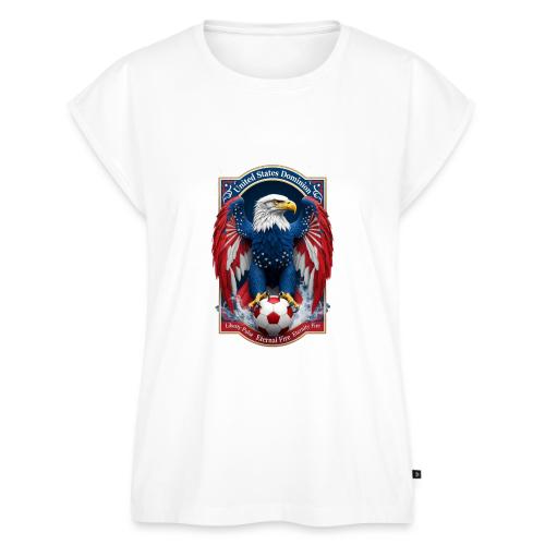 USA Eagle Emblem T Shirt, USA Soccer Pride Gift - Women's Premium Roll Up Sleeve T-Shirt