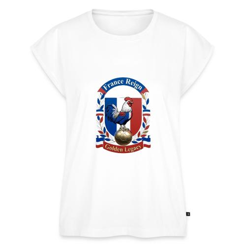 France Rooster Reign T-Shirt, Tricolore Pride Gift - Women's Premium Roll Up Sleeve T-Shirt
