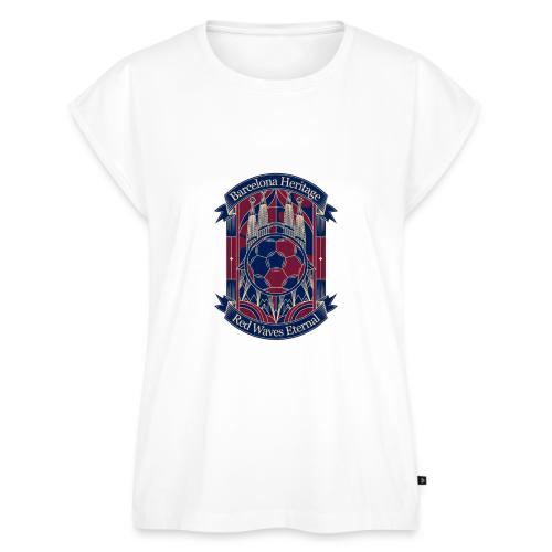 Barcelona Red Heritage T Shirt, Barsa fan Gift - Women's Premium Roll Up Sleeve T-Shirt