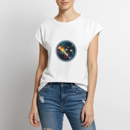 Painted Planetscape - Women's Premium Roll Up Sleeve T-Shirt