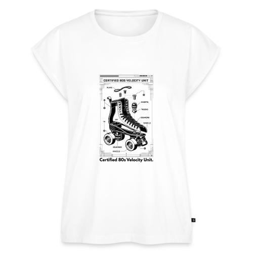 Retro Roller Skate T-Shirt - Women's Premium Roll Up Sleeve T-Shirt