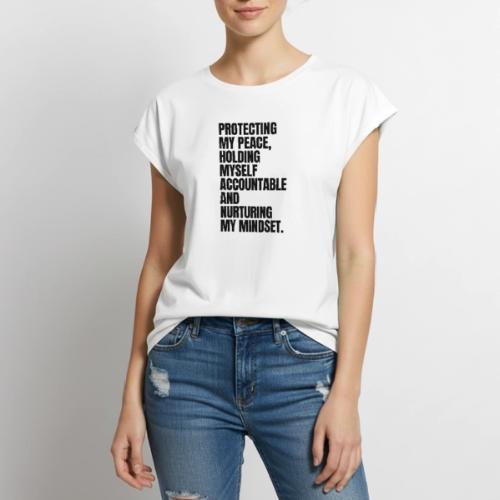 PEACE, ACCOUNTABILITY & MINDSET - Women's Premium Roll Up Sleeve T-Shirt