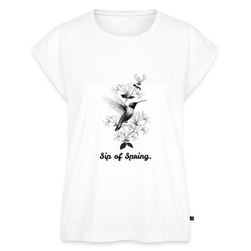 Hummingbird T-Shirt, Honeysuckle Vine - Women's Premium Roll Up Sleeve T-Shirt