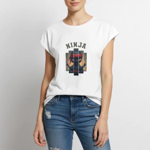 Cartoon Ninja Vibes - Women's Premium Roll Up Sleeve T-Shirt