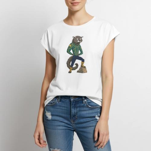 Raccoon Ranger in Neon Armor - Women's Premium Roll Up Sleeve T-Shirt