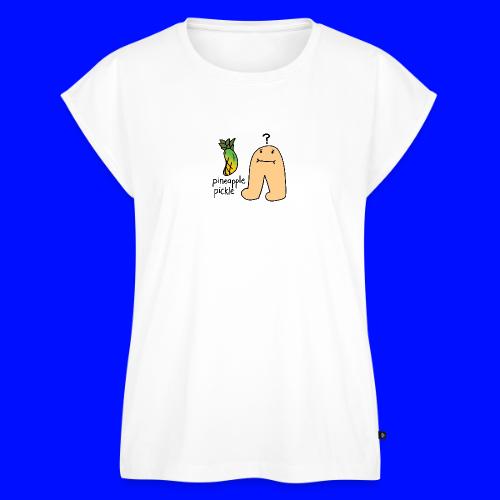 Pineapple Pickle, Black Outline (tshirts) - Women's Premium Roll Up Sleeve T-Shirt